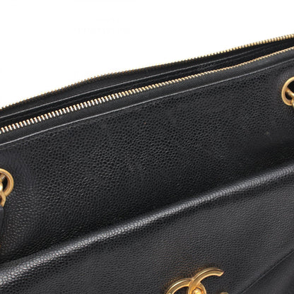 Chanel Vintage Coco Turnlock Black Caviar Skin Chain Tote Bag Leather Shoulder Bag in New Condition
