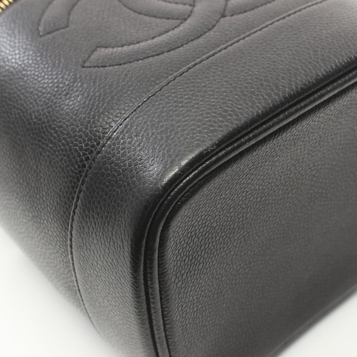 Chanel CC Caviar Vertical Vanity Case Leather Vanity Bag A01998 in New Condition