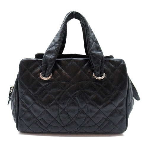 Chanel Quilted CC Caviar Bowler Bag Leather Handbag in Great Condition