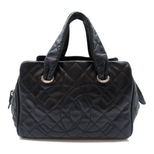 Chanel Quilted CC Caviar Bowler Bag Leather Handbag in Great Condition