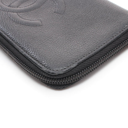Chanel Coco Mark Caviar Skin Round Zipper Wallet Leather Long Wallet 8174531 in New Condition