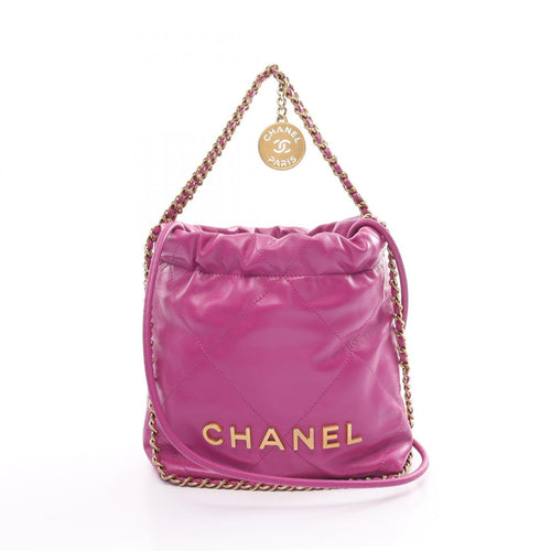 Chanel 22 Leather Shoulder Bag Purple
