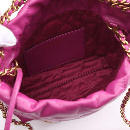 Chanel 22 Leather Shoulder Bag Purple