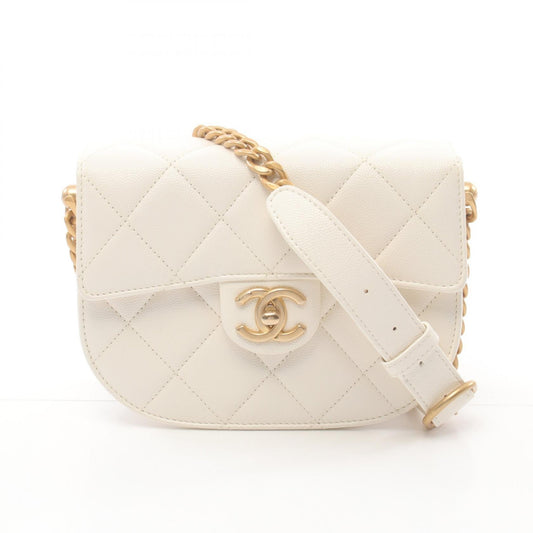 Chanel Matelasse Caviar Shoulder Bag White