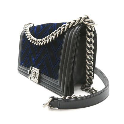 Chanel Boy Lambskin Shoulder Bag Navy/Black