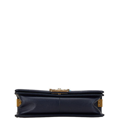 Chanel Boy Caviar Chain Shoulder Bag Navy