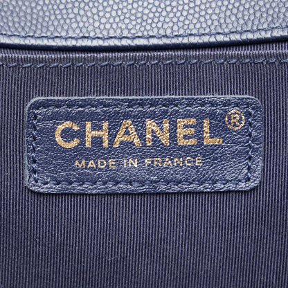 Chanel Boy Caviar Chain Shoulder Bag Navy