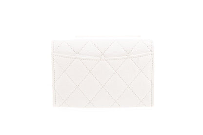 Chanel White Quilted Card Holder NWT