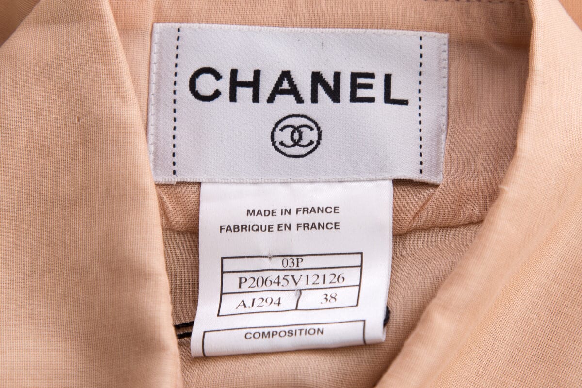 Chanel Nude Long Sleeve Button Up Blouse SZ 38