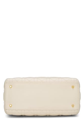 Dior, Cream Cannage Quilted Lambskin Lady Dior Medium, White