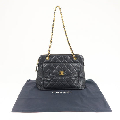 CHANEL Matelasse Caviar Skin Chain Tote Bag Shoulder Bag Black