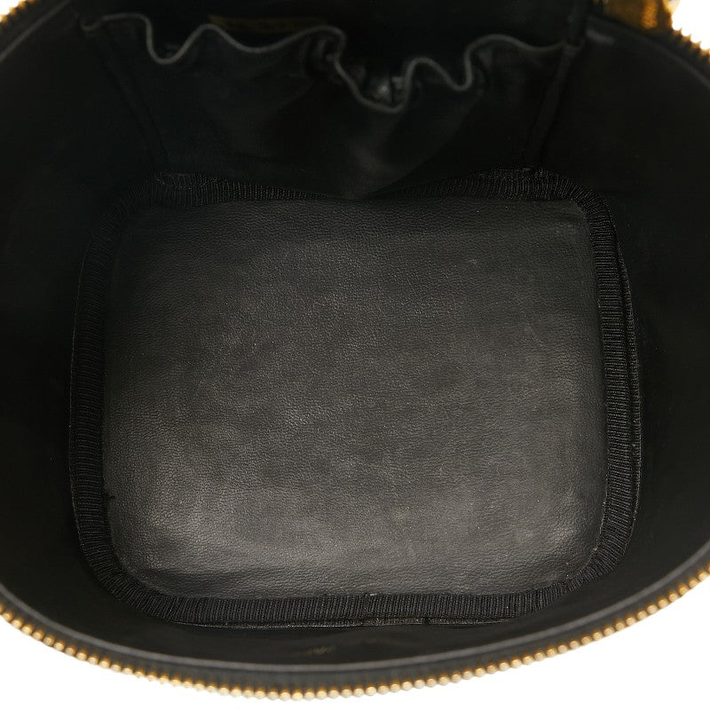 Chanel Caviar Skin Coco Mark Vanity Handbag Black Gold