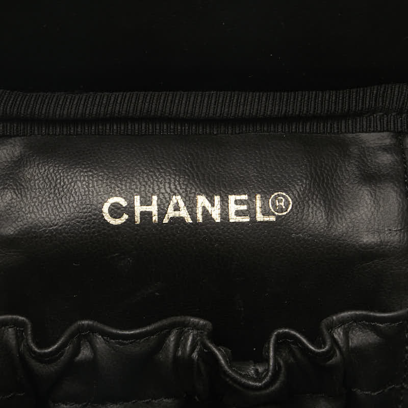 Chanel Caviar Skin Coco Mark Vanity Handbag Black Gold