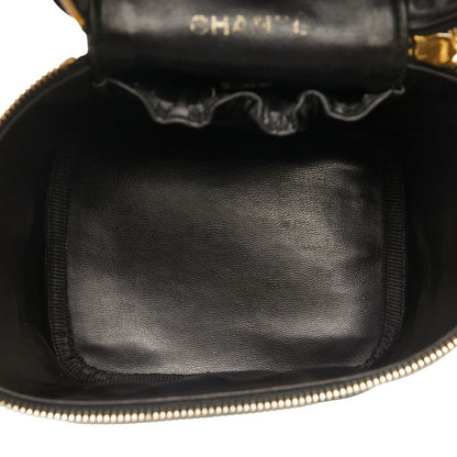 Chanel Caviar Skin Coco Mark Vanity Handbag Black Gold