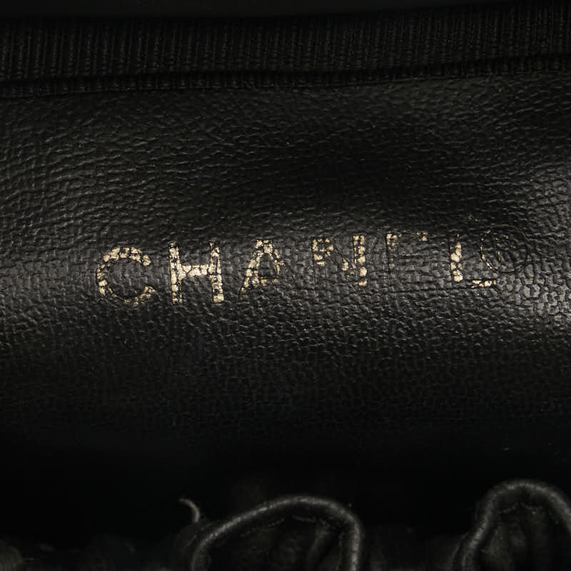 Chanel Caviar Skin Coco Mark Vanity Handbag Black Gold