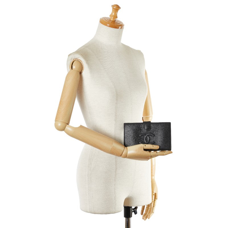 Chanel Caviar Skin Coco Mark Long Wallet