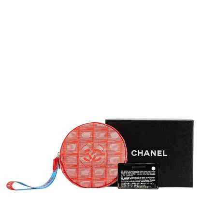 Chanel New Travel Line Coco Mark Shoulder Bag Canvas Nylon Leather