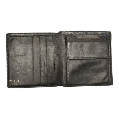 Chanel Caviar Skin Coco Mark Compact Wallet Black