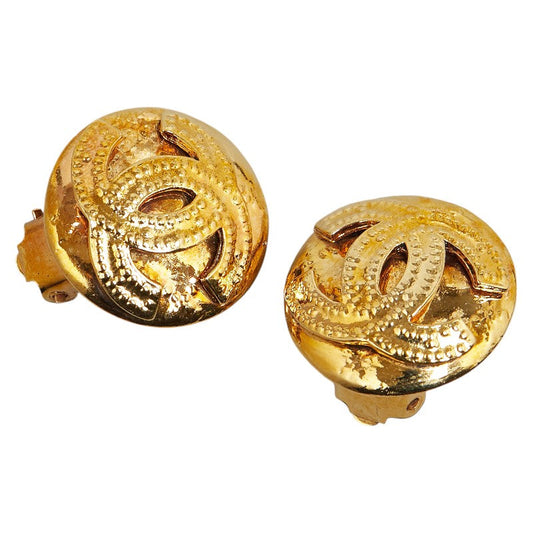 Chanel Vintage Coco Mark Earrings Gold