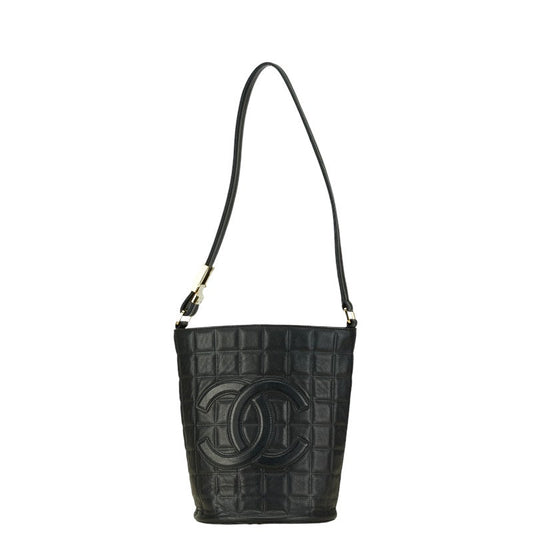 Chanel Leather Choco Bar Coco Mark Bucket Bag