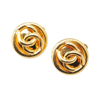 Chanel Vintage Coco Mark Earrings Gold