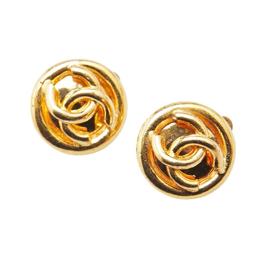 Chanel Vintage Coco Mark Earrings Gold