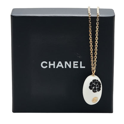 Chanel Camellia Coco Mark Necklace Gold White Black