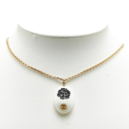 Chanel Camellia Coco Mark Necklace Gold White Black