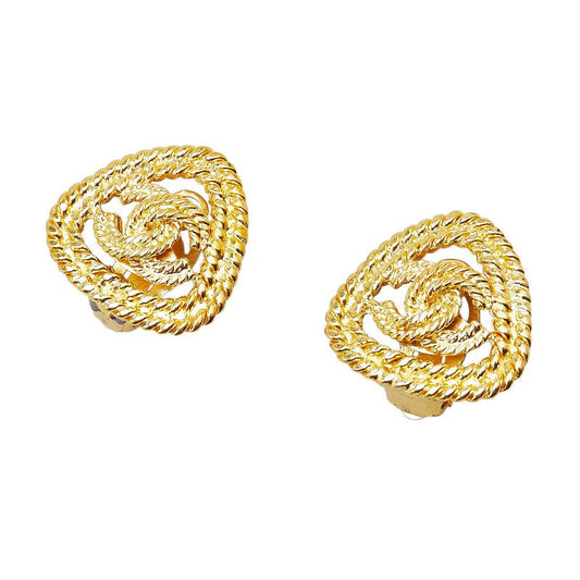 Chanel Coco Mark Triangle Earrings Gold