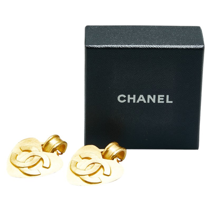 Chanel Vintage Heart Motif Earrings Gold