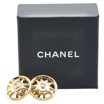 Chanel Vintage Coco Mark Round Earrings Gold