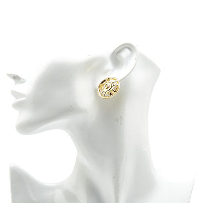 Chanel Vintage Coco Mark Round Earrings Gold