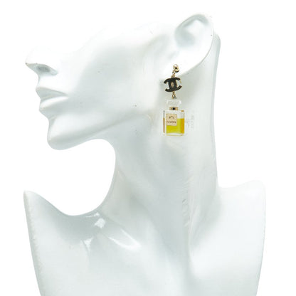 Chanel Coco Mark Perfume Bottle Earrings Gold