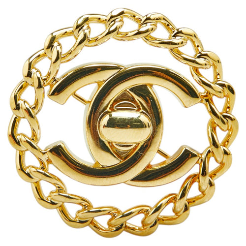 Chanel Coco Mark Turnlock Brooch Gold