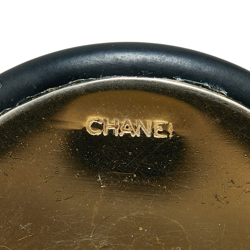 Chanel Matelasse Coco Mark Earrings Gold Black