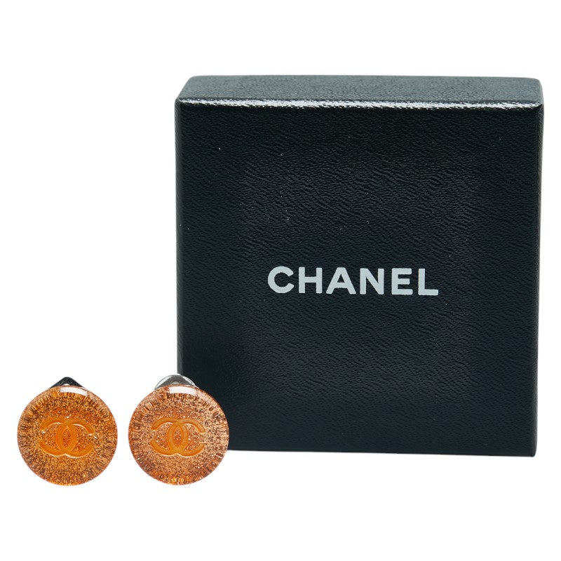 Chanel Coco Mark Round Earrings Plastic Metal
