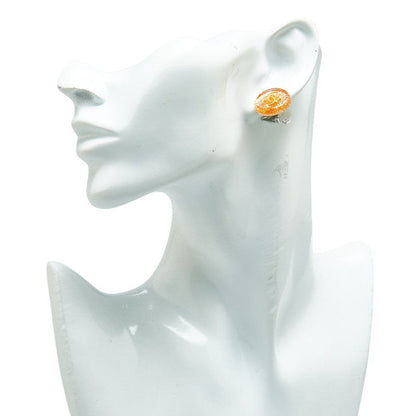 Chanel Coco Mark Round Earrings Plastic Metal