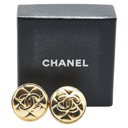 Chanel Matelasse Coco Mark Earrings Gold