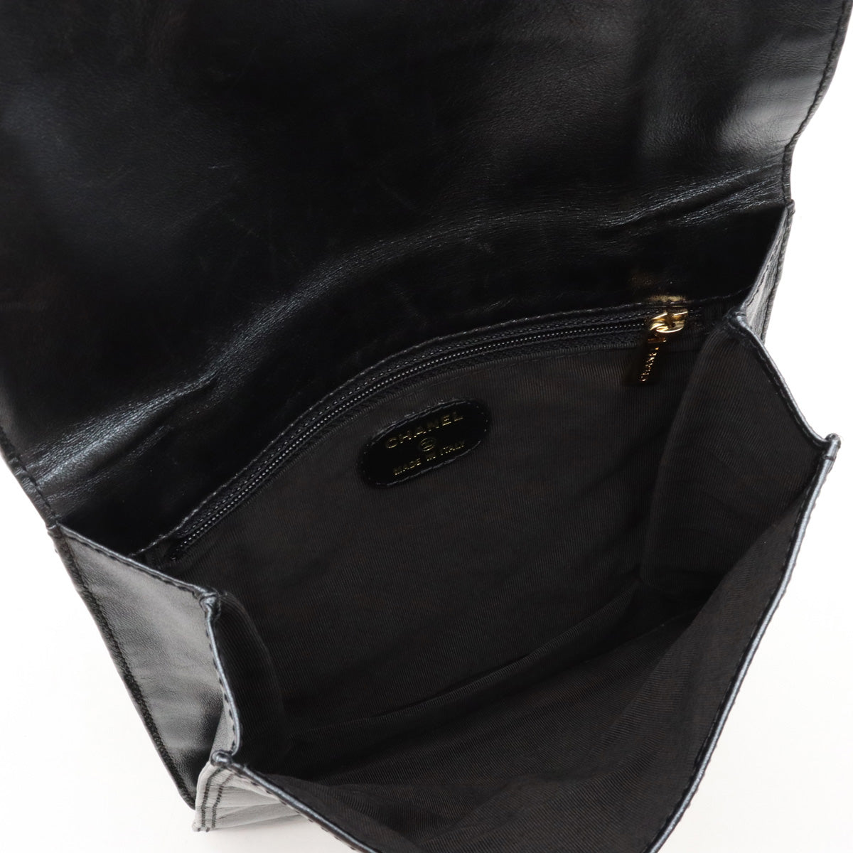 Chanel Metallic Leather Logo Shoulder Bag Pochette Sacoche