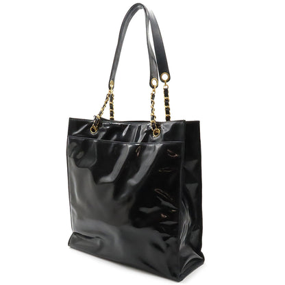 Chanel Coco Mark Patent Leather Chain Shoulder Tote Bag A05464