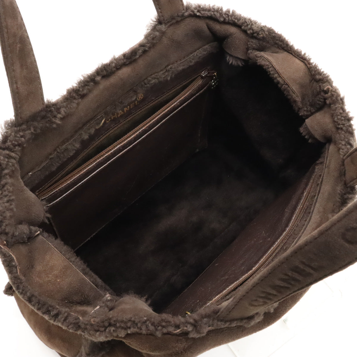 Chanel Suede Tote Bag Dark Brown