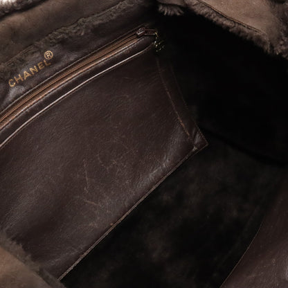 Chanel Suede Tote Bag Dark Brown