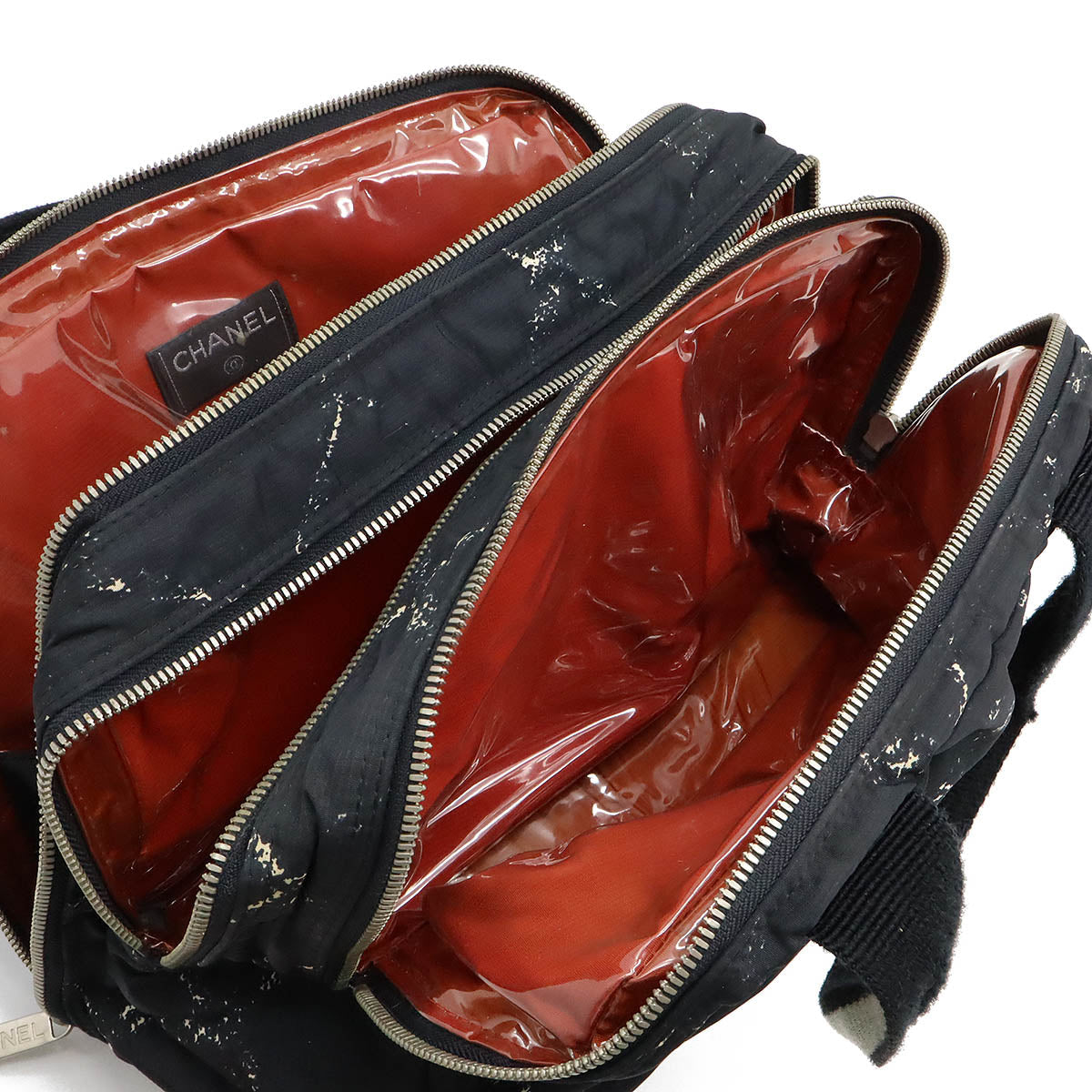 Chanel Nylon Mini Boston Handbag Black Red