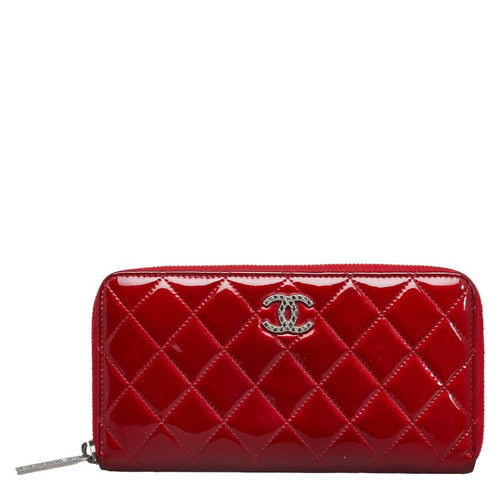 Chanel Red Patent Leather Long Wallet