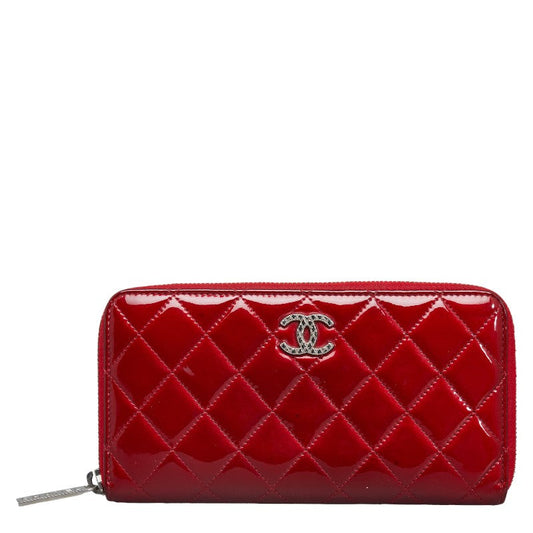 Chanel Red Patent Leather Long Wallet