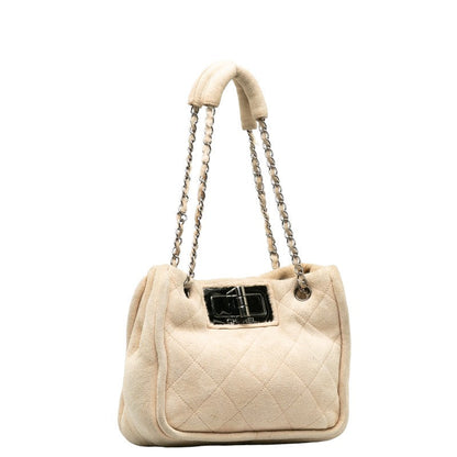 Chanel Suede Matelasse Logo Chain Shoulder Bag