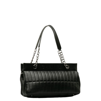 Chanel Leather Chocobar Logo Chain Shoulder Tote Bag