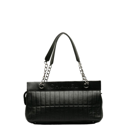 Chanel Leather Chocobar Logo Chain Shoulder Tote Bag