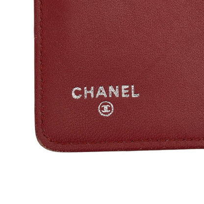 Chanel Boy Long Wallet Wine Red Leather