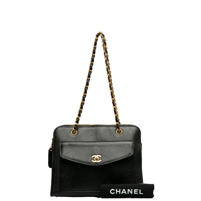 Chanel Caviar Skin Coco Mark Chain Tote Bag